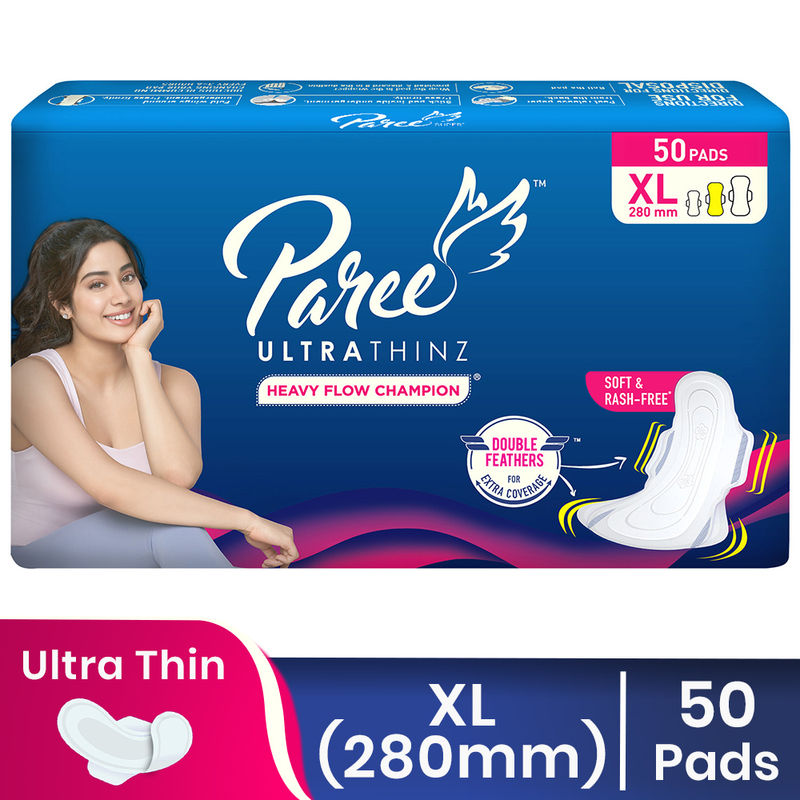 Paree Ultra Thinz XL 50 Sanitary Pads Soft & Thin Pads Double Feathers For Extra Coverage