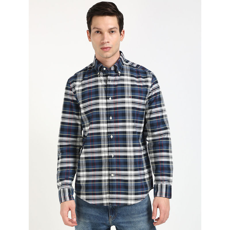 Tommy Hilfiger Blue Checks Regular Fit Shirt (S)