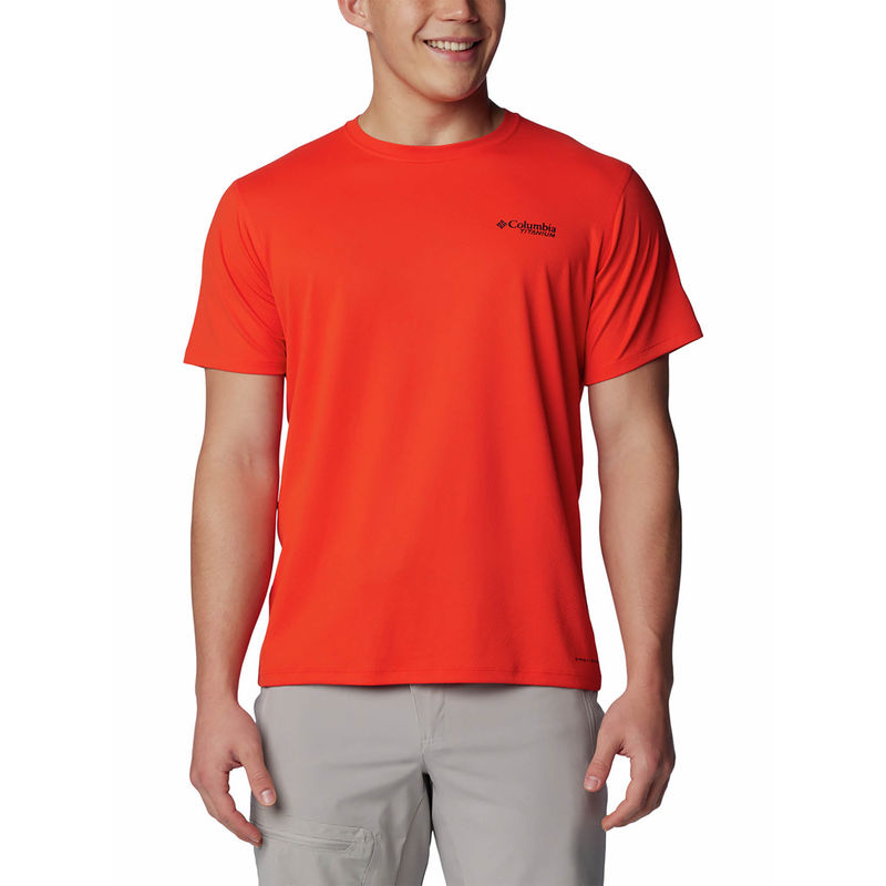 Columbia Mens Orange Omni-Shade Summit Valley Short Sleeve Crew Tshirt (XL)