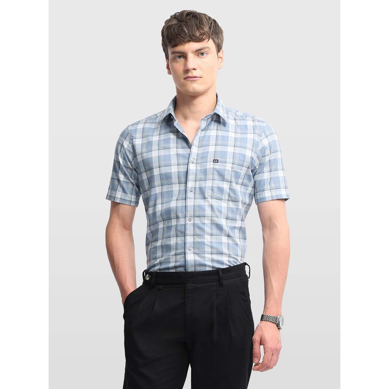 Arrow Sports Men Blue Cotton Half Sleeves Shirt (39)