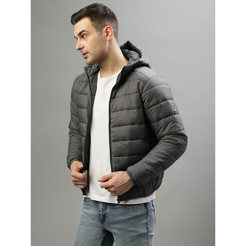 LINDBERGH Men Puffer Hooded Grey Jacket (L)