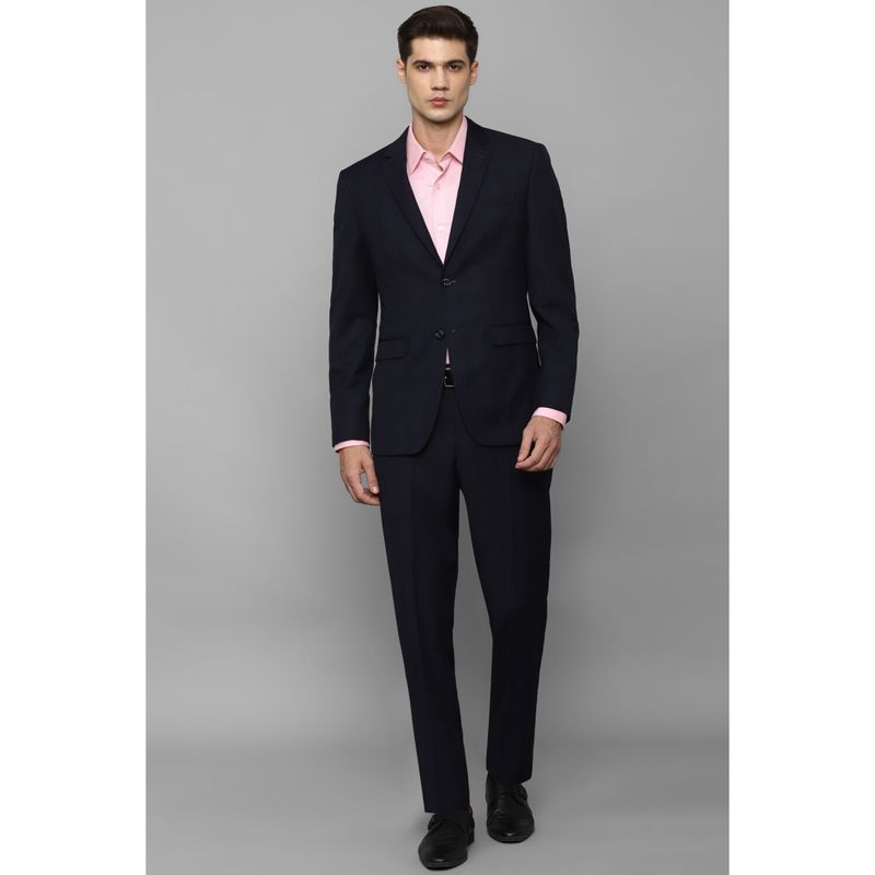 Allen Solly Men Navy Blue Slim Fit Solid Formal Two Piece Suit (Set of