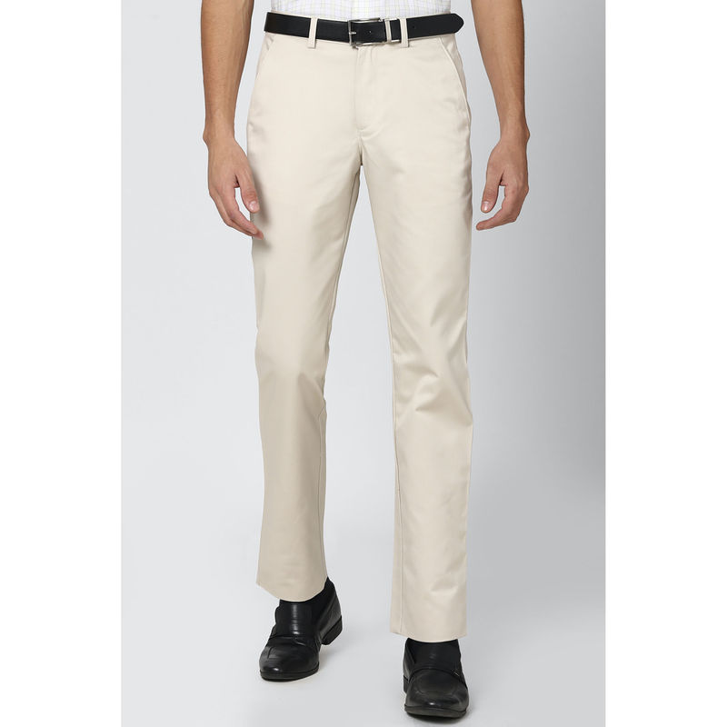 Peter England Casuals Men Cream Formal Trousers (34)