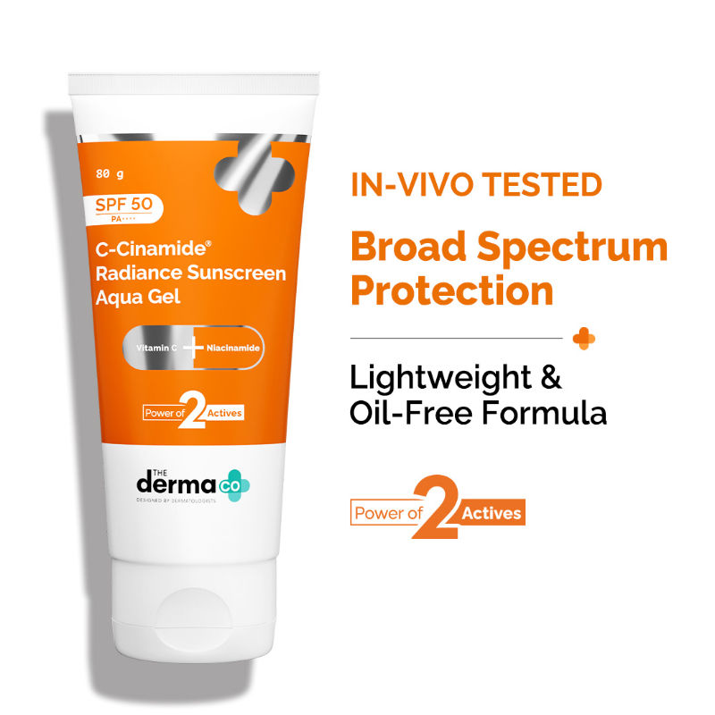The Derma Co C-Cinamide Radiance Sunscreen Aqua Gel SPF 50 PA++++