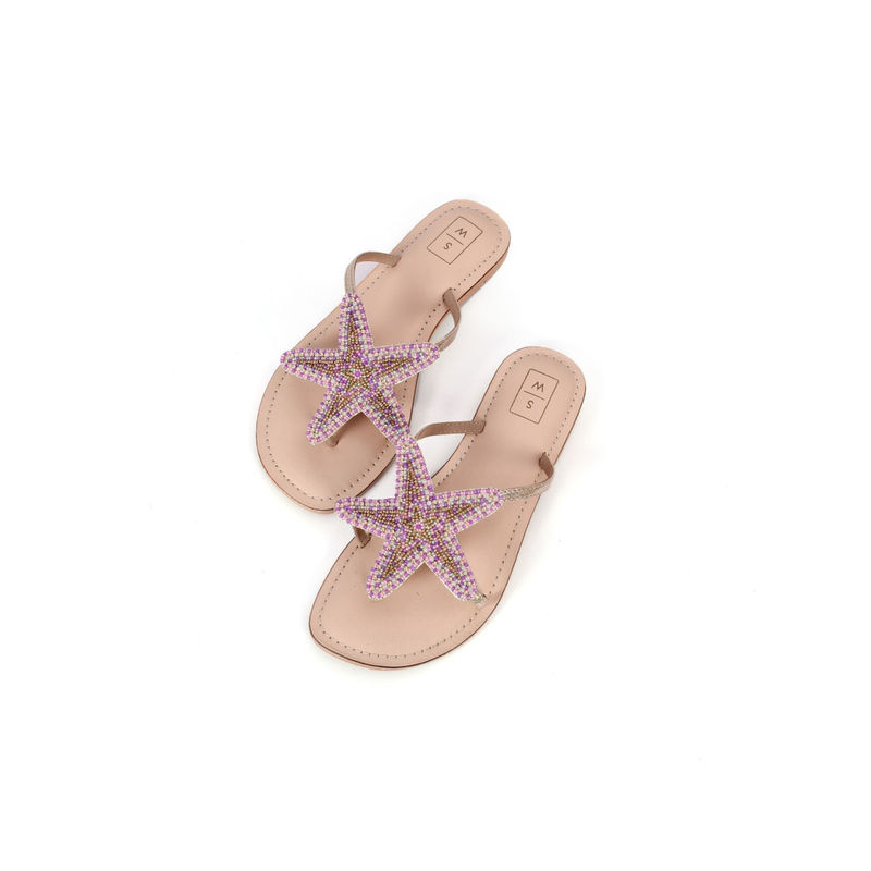 SANDALWALI Lucy Beaded Multicolour Beaded Starfish Flats (Euro 38) (EURO 38)