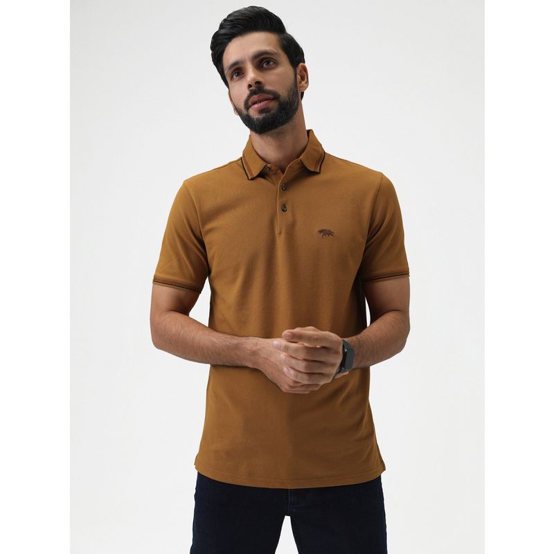 Andamen Regular Fit Gold Men's Half Sleeve Gold Finish Polo (S)