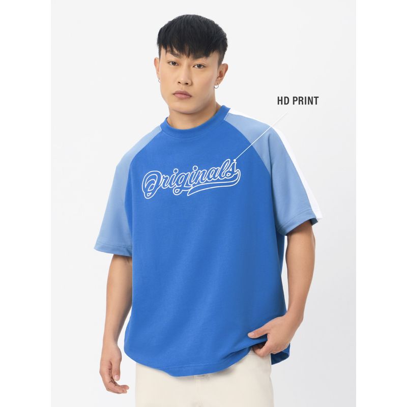 The Souled Store Originals Racer Blue Men Oversized T-Shirt (2XL)