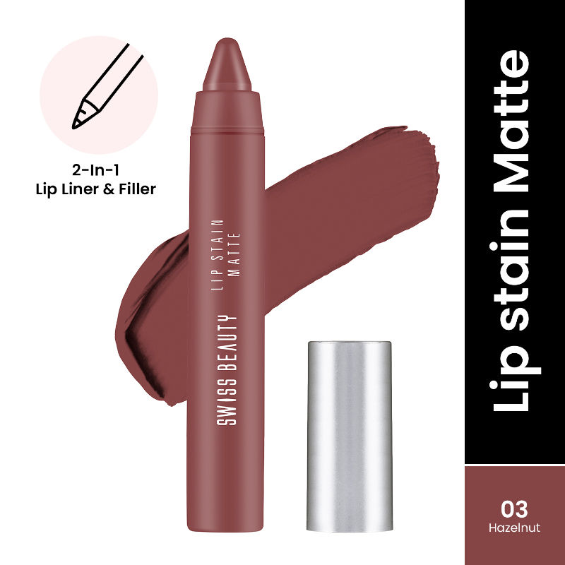 Swiss Beauty Lip Stain Matte Lipstick - 203 Hazelnut