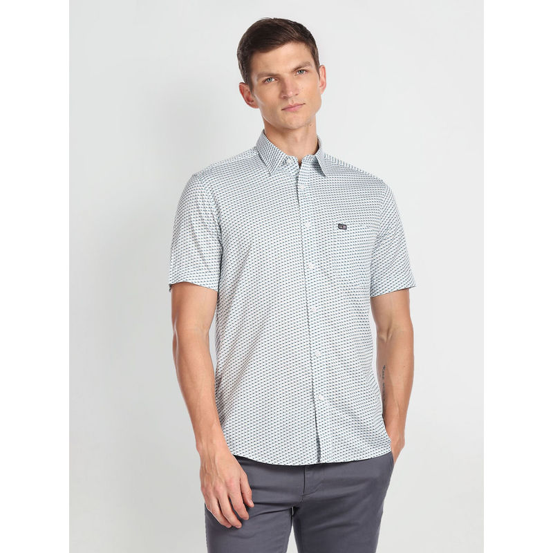 Arrow Sports Geometric Print Short Sleeve Shirt (44)