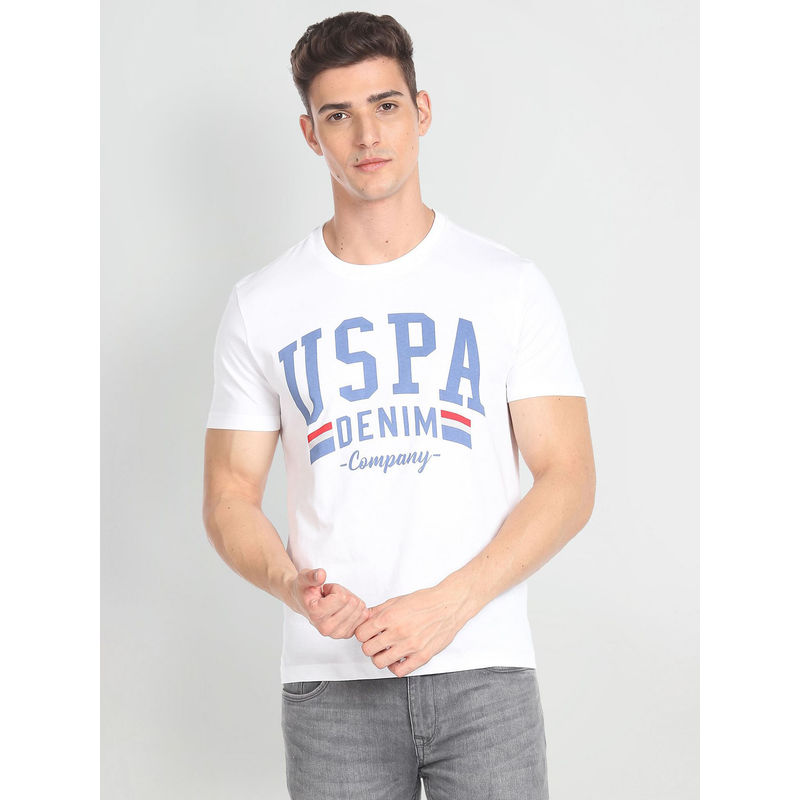 U.S. Polo Assn. Denim Co. Typographic Print Cotton T-Shirt (L)