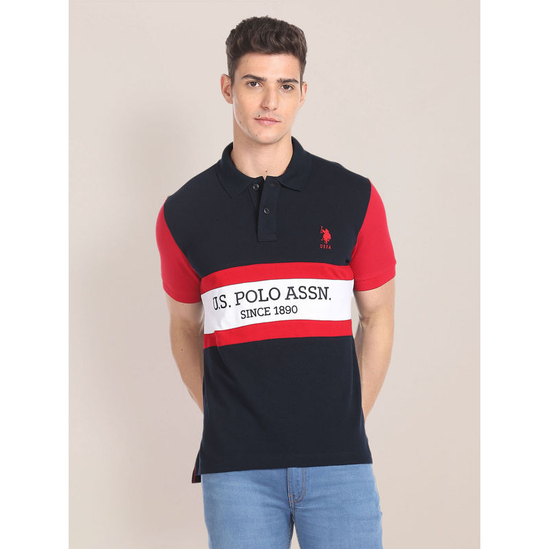 U.S. POLO ASSN. Colorblocked Cotton Polo Shirt (M)