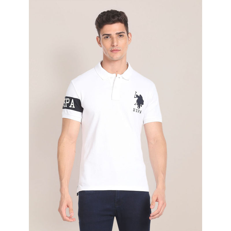 U.S. POLO ASSN. Brand Printed Pique Polo Shirt (M)