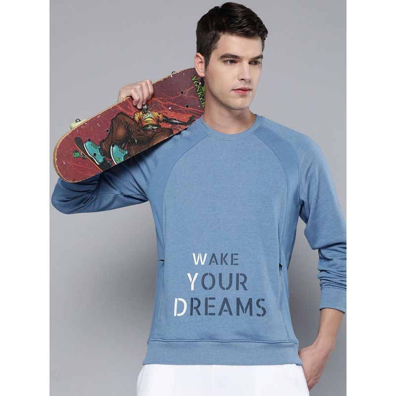 Alcis Men Blue Printed Sweatshirt (L)