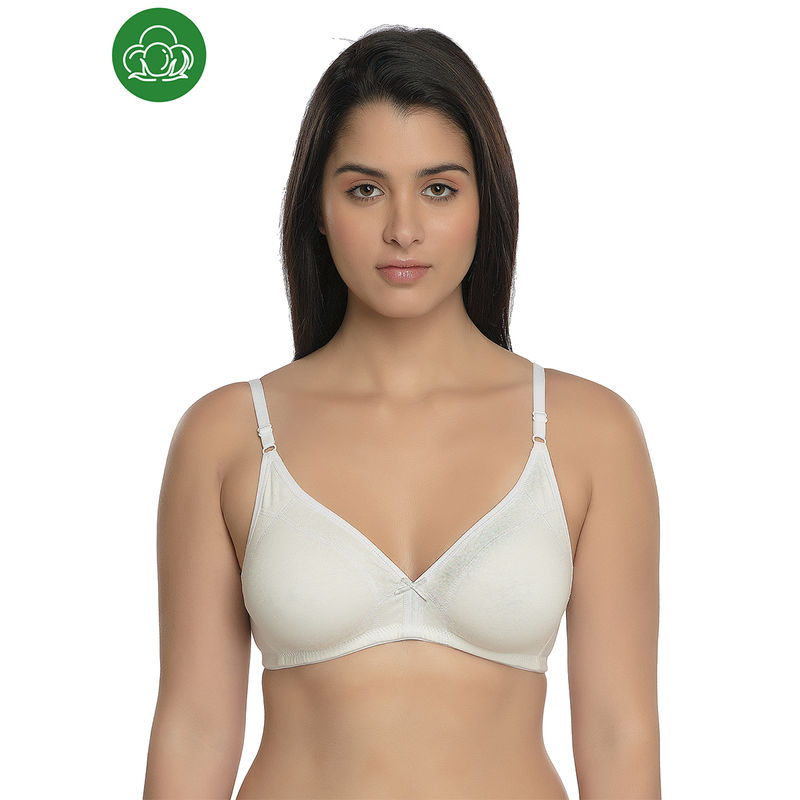 Inner Sense Organic Cotton Antimicrobial Seamless Bra with Supportive Stitch - White (36B)