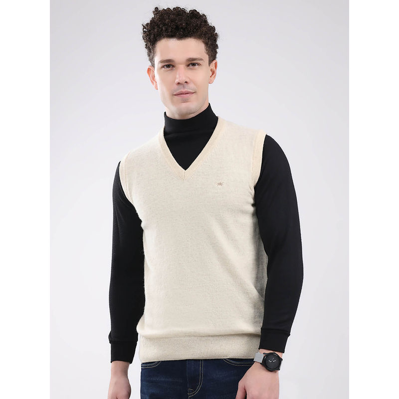 Monte Carlo Men Cream Solid Sweater (XL)