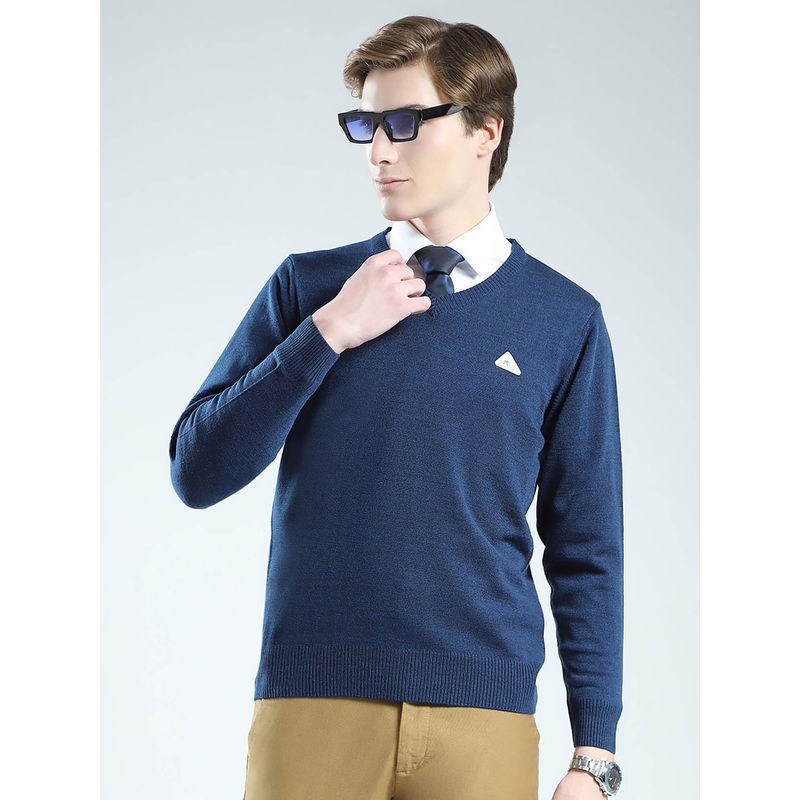Monte Carlo Men Teal Solid Sweater (L)