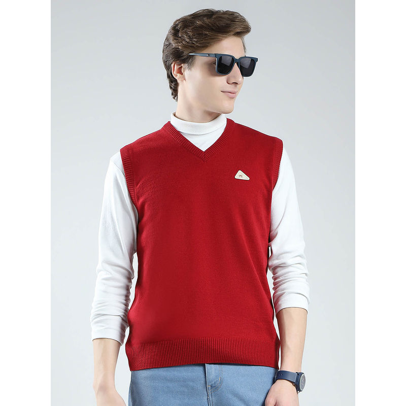 Monte Carlo Men Red Solid Sweater (L)