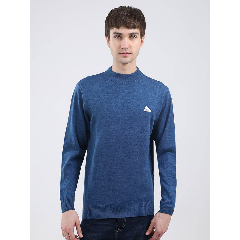 Monte Carlo Men Blue Solid Sweater (M)