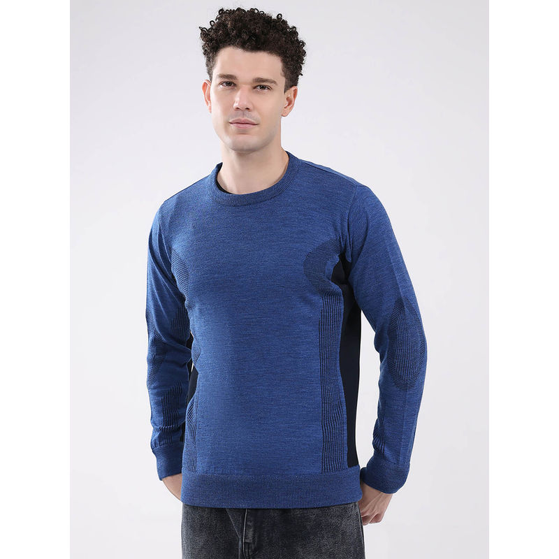 Monte Carlo Men Blue Colorblock Sweater (L)