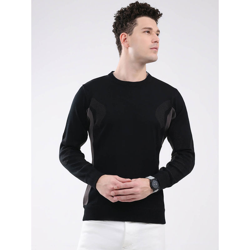 Monte Carlo Men Black Colorblock Sweater (L)