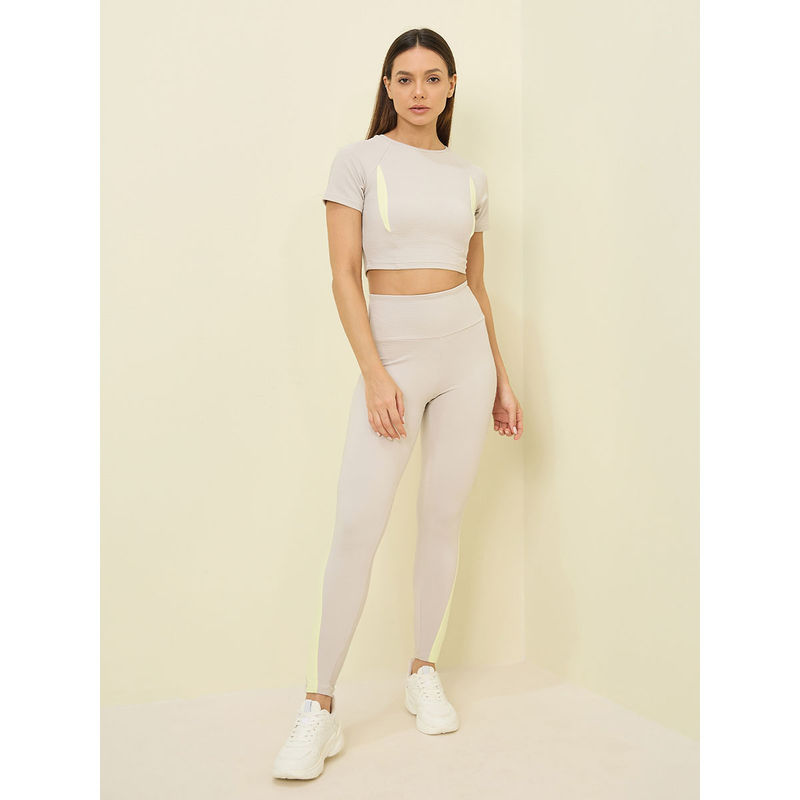 Sweet Dreams Women Grey Solid T-shirt & Tights (Set of 2) (XS)