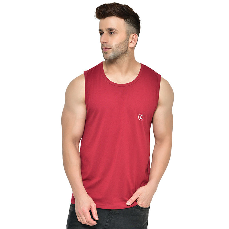 Chkokko Men Gym Tank Tops - Maroon (S)