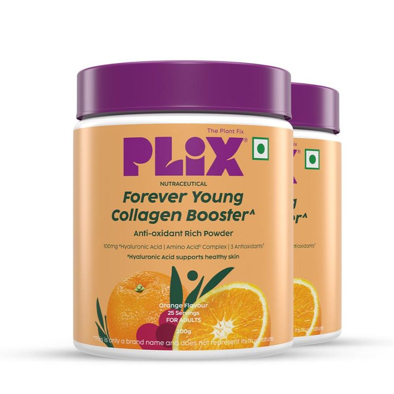 Plix Plant-Based Collagen Builder, Advanced Anti-Ageing Formula - Orange Burst (Pack of 2)