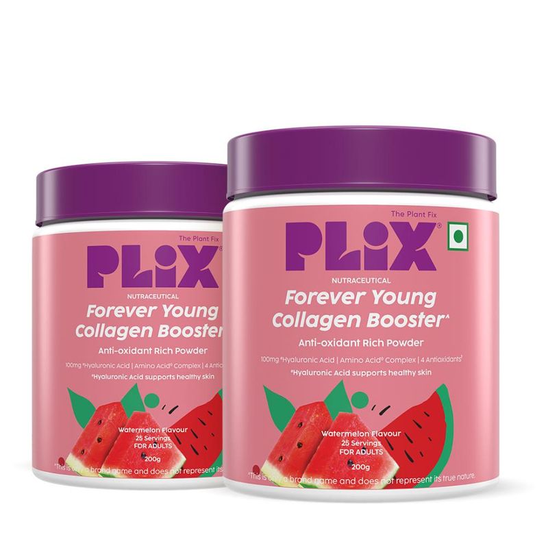 Plix Plant-Based Collagen Builder, Advanced Anti-Ageing Formula - Watermelon (Pack of 2)