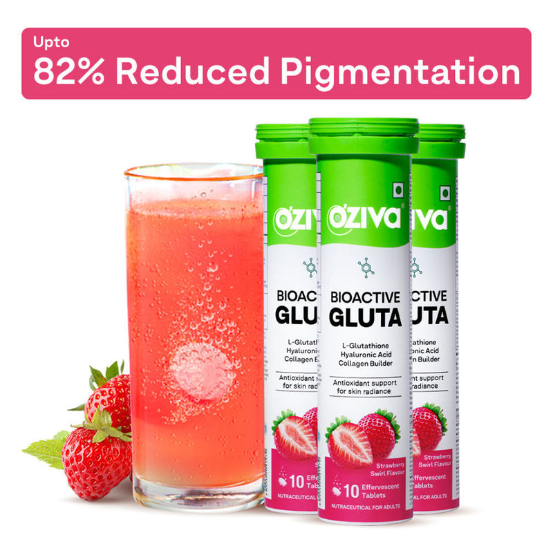 Oziva Bioactive Gluta Fizzy (L-Glutathione) - Strawberry Swirl