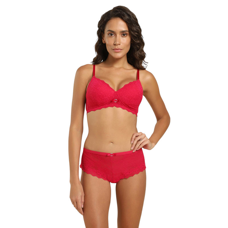 Van Heusen Woman Lingerie and Athleisure Wireless & Padded Lace Bra - Cerise (36B)