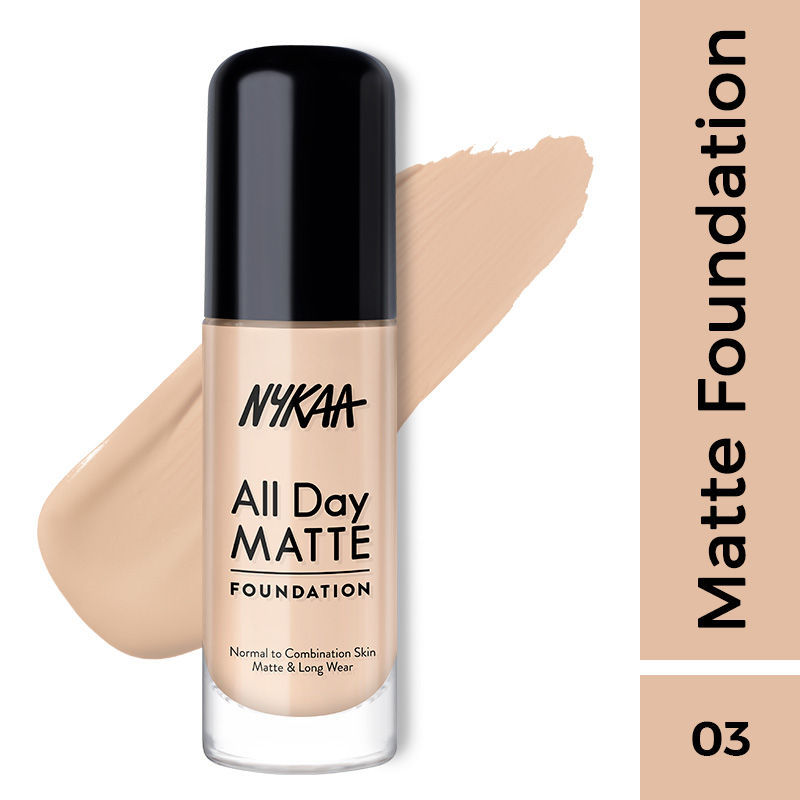 Nykaa All Day Matte Long Wear Liquid Foundation For Normal To Combination Skin - Cashew 03