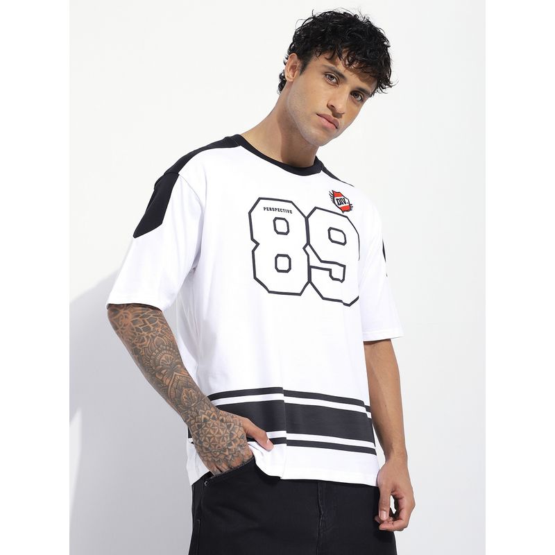 Difference of Opinion Men White Oversized Short Sleeve Printed T-Shirt (M)