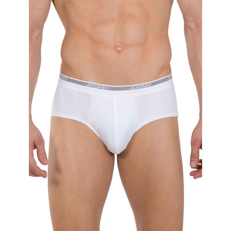 Jockey White Square Cut Brief Pack of 2 - Style Number- 8037 (L)