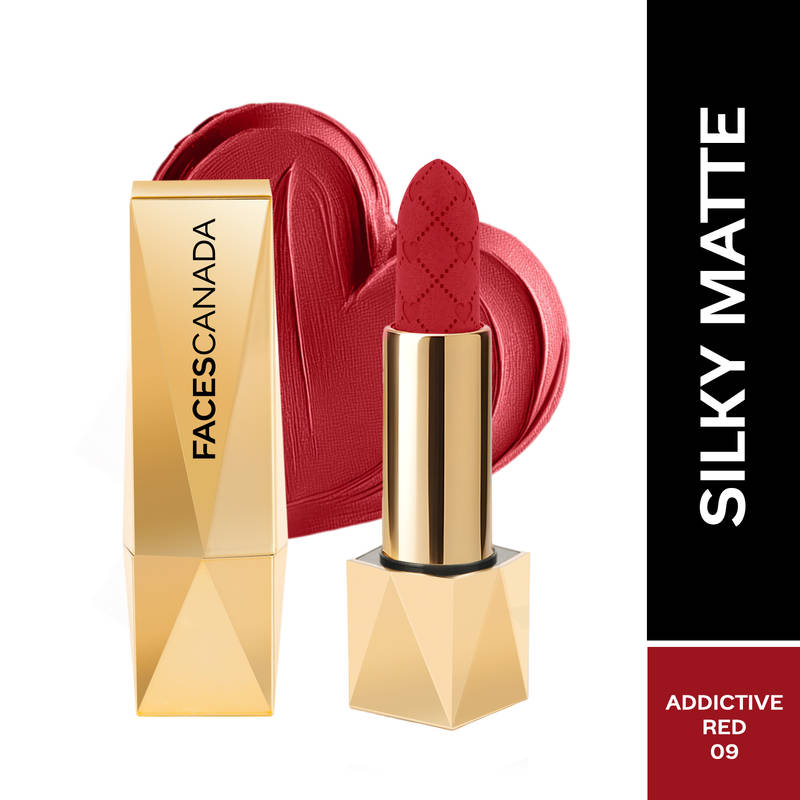Faces Canada Comfy Silk Obsession Lipstick - Addictive Red 09, High Pigment Upto 8HR Stay