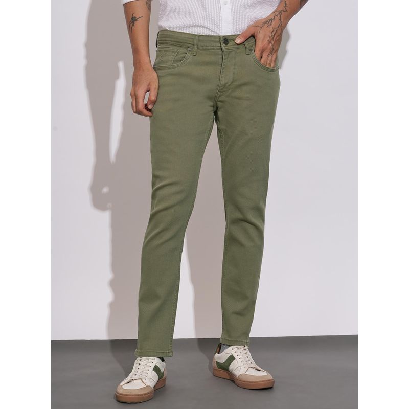 Being Human Olive Regular Fit Cotton Blend Mens Denims (34)