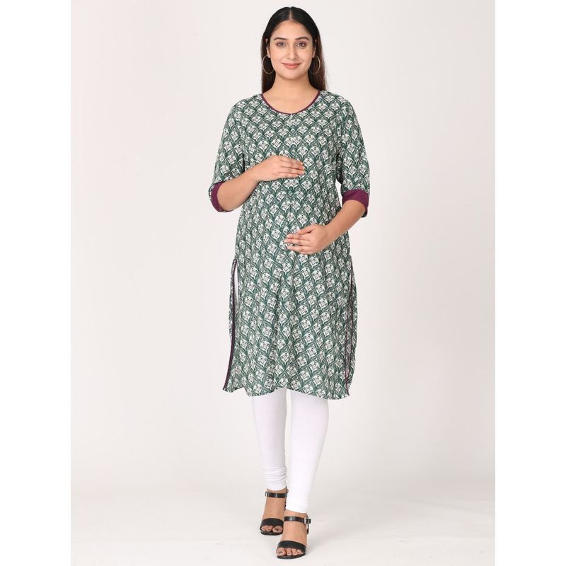 Morph Maternity Feeding Kurta With Vertical Nursing Green Buy Morph