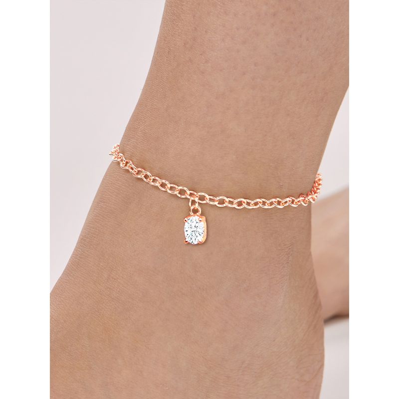 MINUTIAE Rose Gold Plated Motif Chain Medium Anklet for Womens