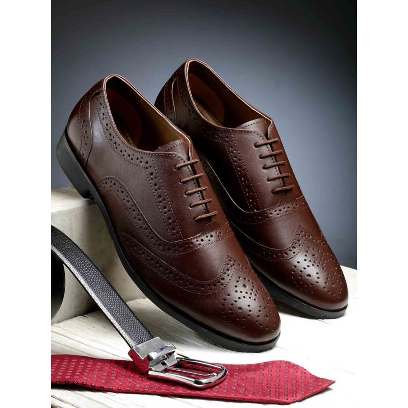Louis Stitch Men Brown Italian Leather Formal Brogues Shoes (UK 6)