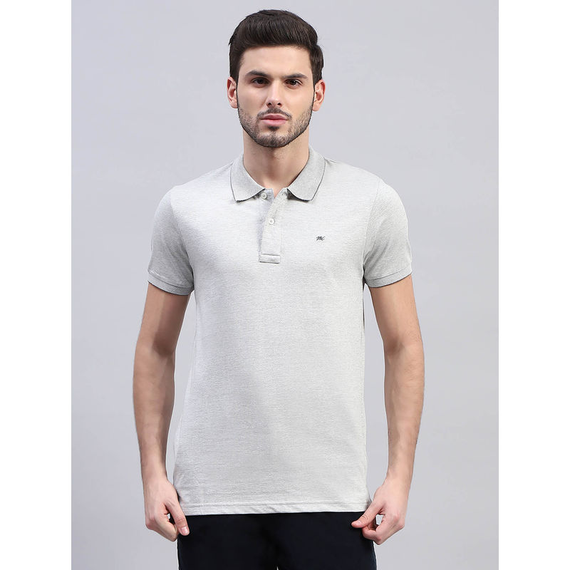 Monte Carlo Mens Grey Solid Collar Neck Half Sleeve Polo T-Shirt (3XL)