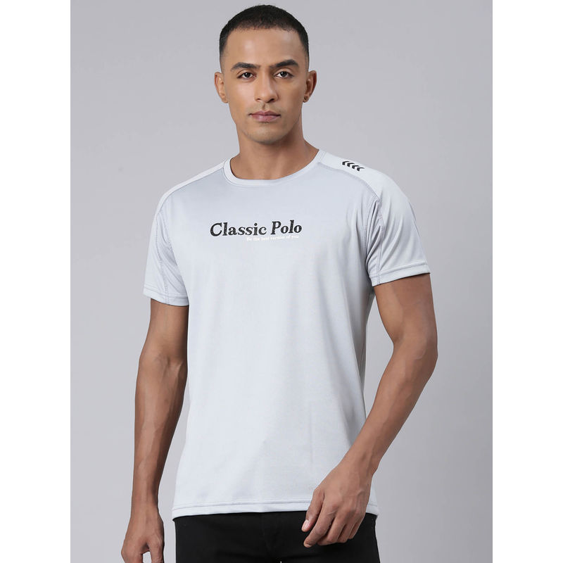 Classic Polo Mens Solid Grey Round Neck T-Shirt (M)