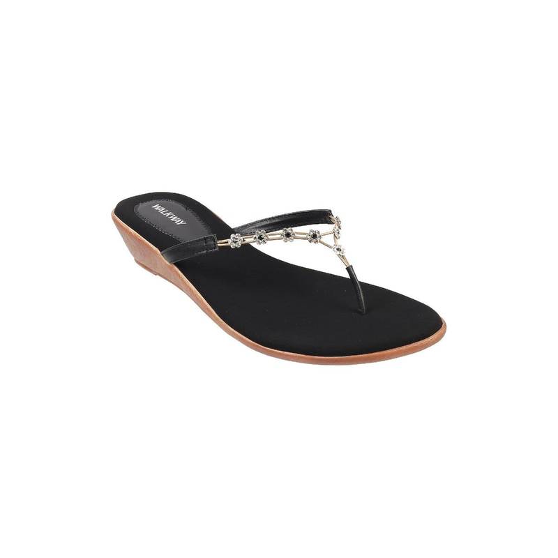 Walkway Black Embellished-Sequined Flats (EURO 37)