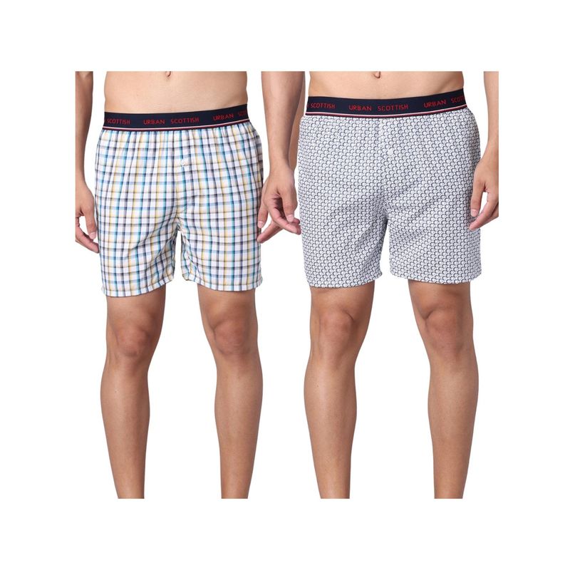Urban Scottish Multi-Colour 100% Cotton Men Boxers (Pack of 2) (2XL)