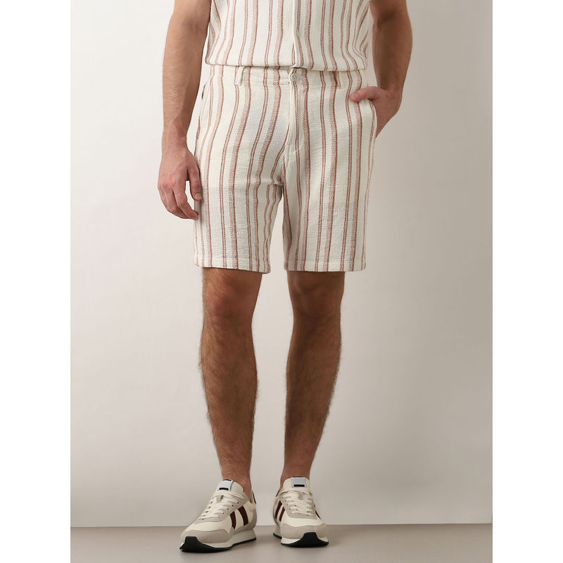 Selected White Striped Co ord Set Shorts (34)