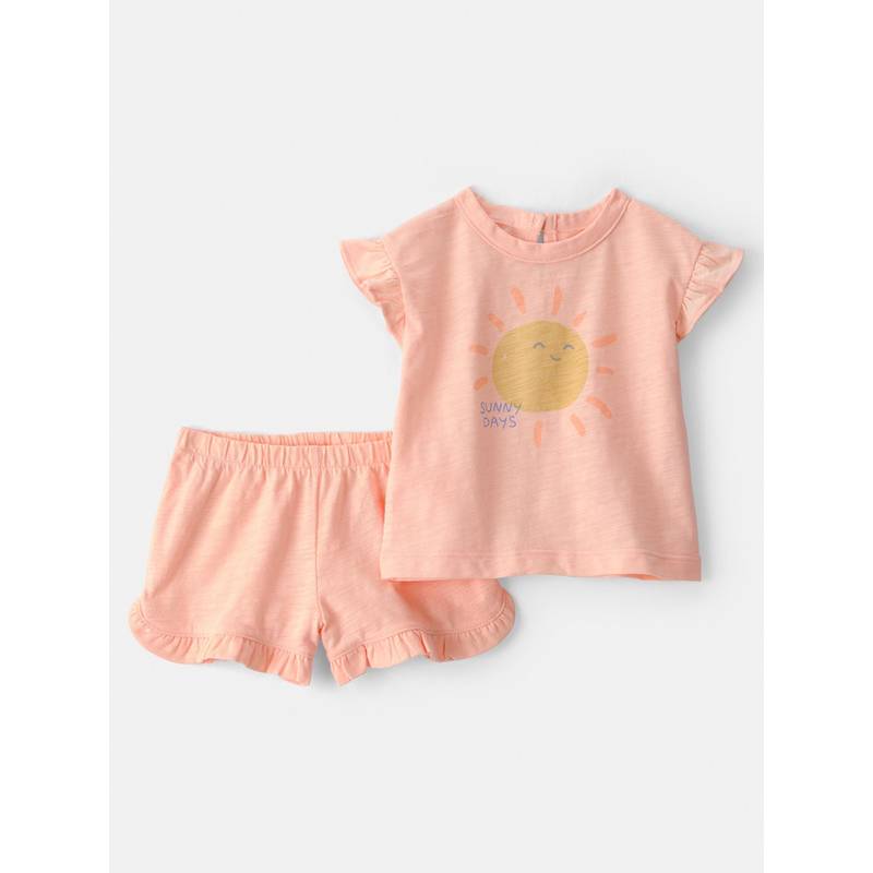 Carter's Baby Girl Orange Sunny Days Top & Shorts