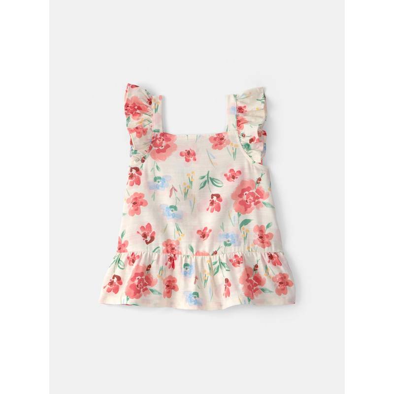 Carter's Girls Beige Floral Peplum Top (2-3 Years)