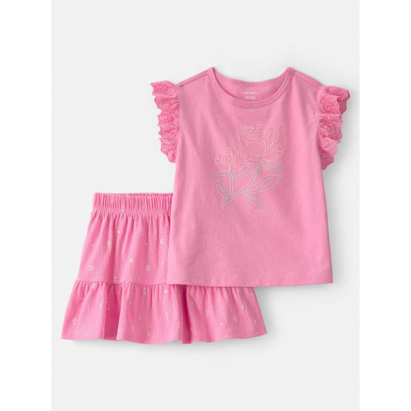 Carter's Girls Pink Floral Top & Skort