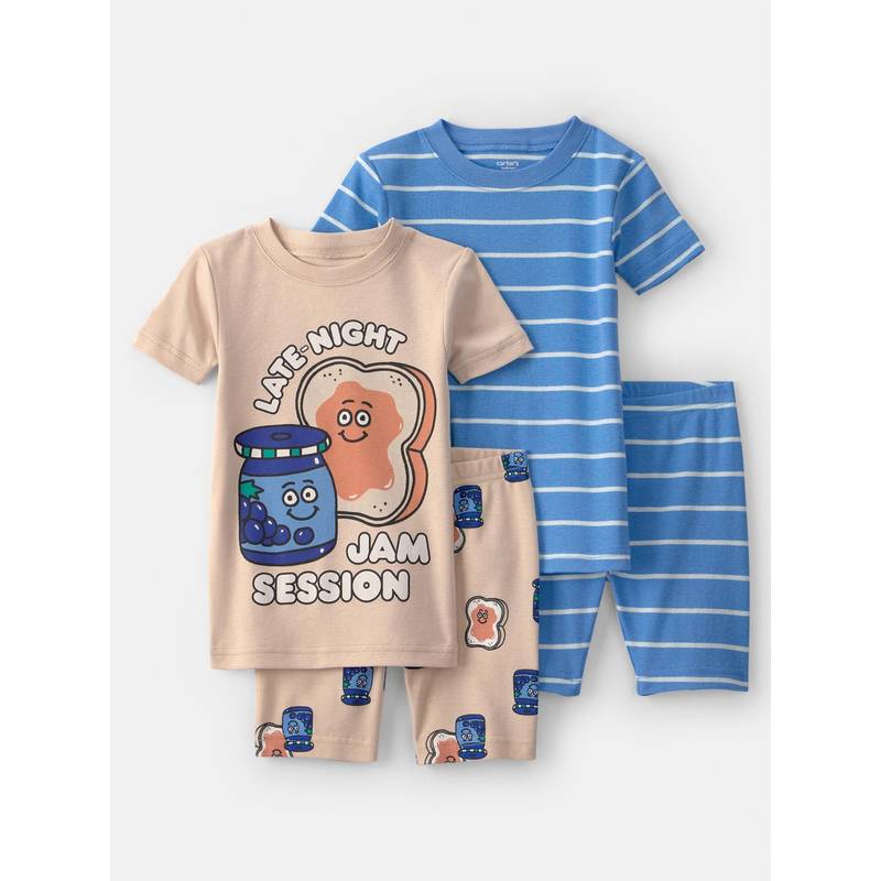 Carter's Boys Multi-Color Striped Cotton T-shirts & Shorts