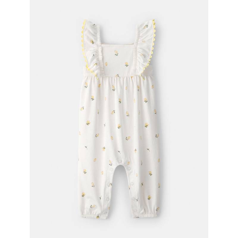 Carter's Baby Girl White Ruffle-Sleeve Lemon Jumpsuit (Newborn)