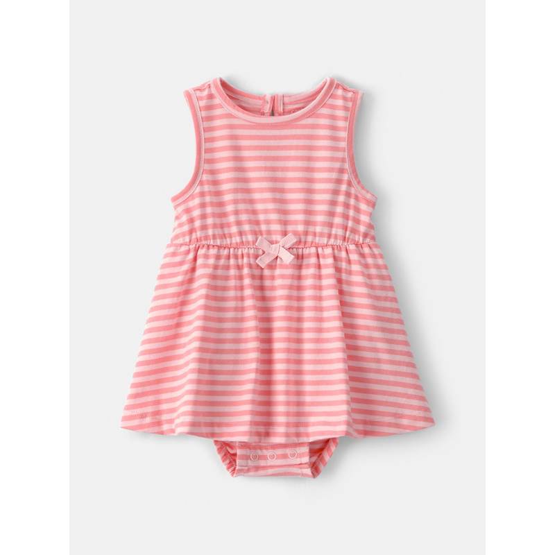 Carter's Baby Girl Pink Stripe Sleeveless Dress with Attached Bloomer (18-24 Months)