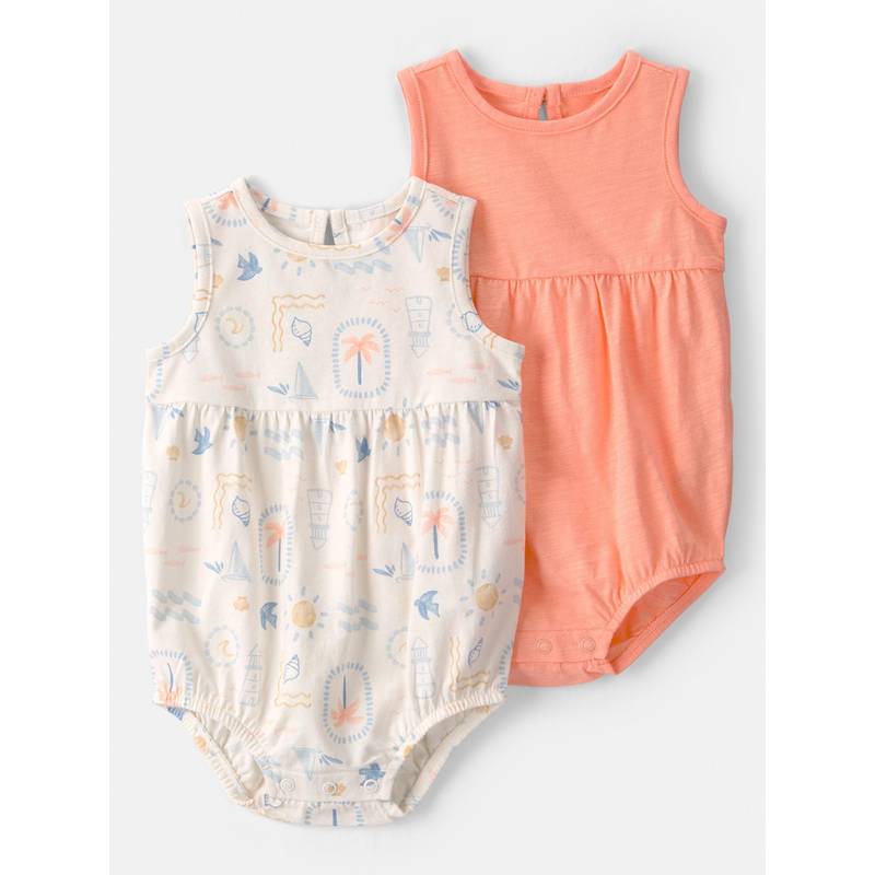 Carter's Baby Girl Multi-Color Beach Cotton Bubble Onesies